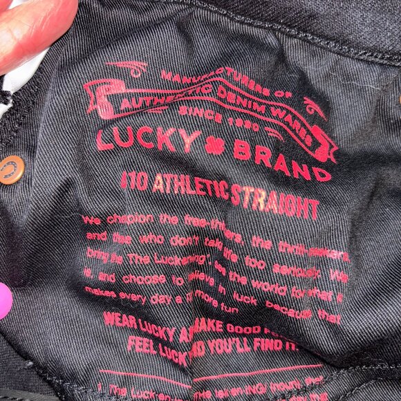 NWOT Men's Lucky Brand 410 Black Athletic Straight Fit Jeans 33x34 - Picture 6 of 7
